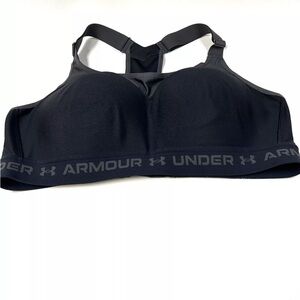 Under Armour 38C Compression Sports Bra Solid Black Gray No Wire #2294